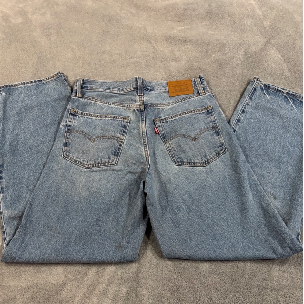 Levis Premium Baggy Dad Jeans Womens 27 Medium Wash Wide Leg Denim High Rise